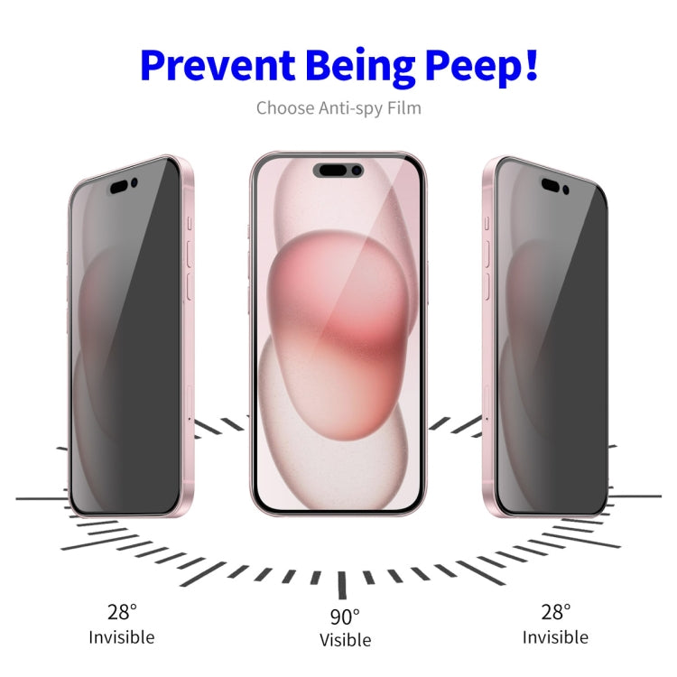 For iPhone 16 2pcs ENKAY Hat-Prince 28° Anti-peeping Tempered Glass Protector Full Screen Film