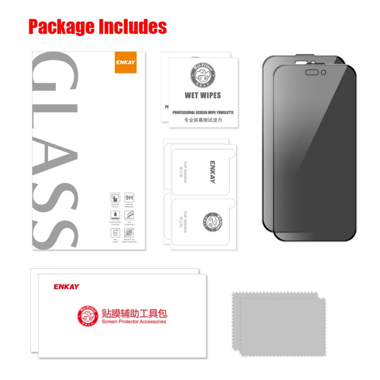 For iPhone 16 Pro Max 2pcs ENKAY Hat-Prince 28° Anti-peeping Tempered Glass Protector Full Screen Film