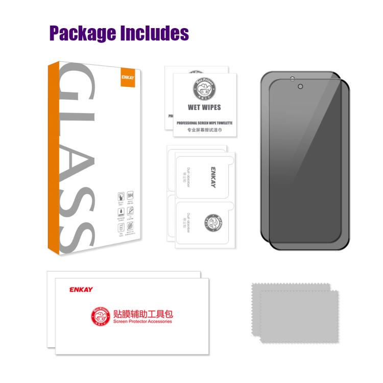 For iPhone Air 2pcs ENKAY Hat-Prince 28° Anti-peeping Tempered Glass Protector Full Screen Film