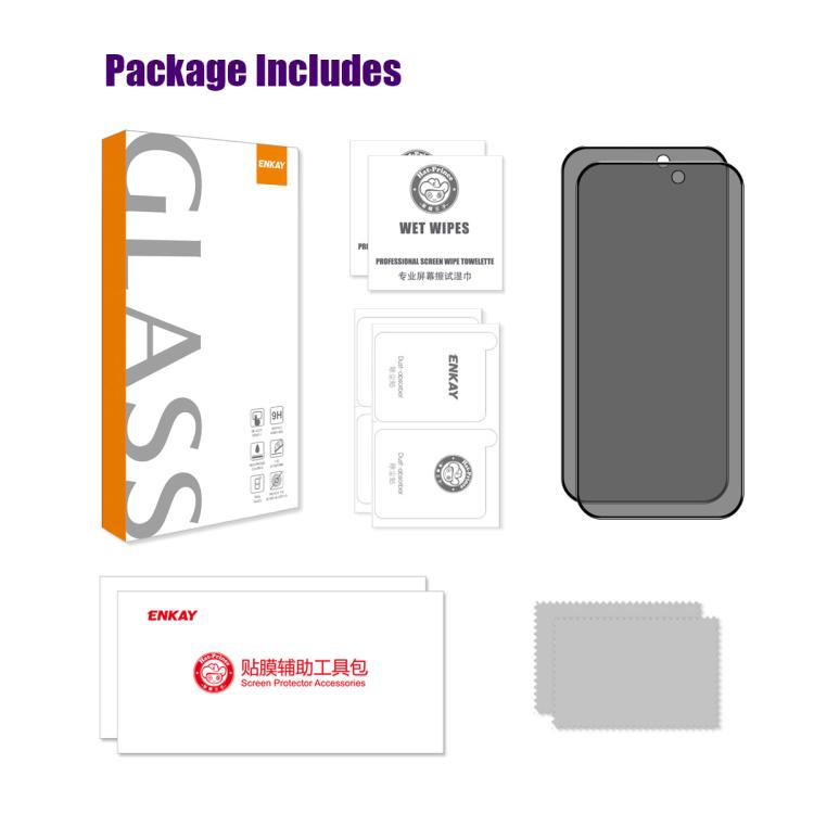 For iPhone 17 2pcs ENKAY Hat-Prince 28° Anti-peeping Tempered Glass Protector Full Screen Film