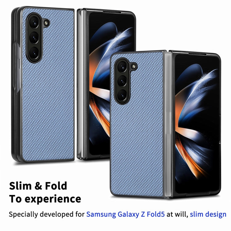 For Samsung Galaxy Z Fold6 JUNSUNMAY Carbon Fiber Pattern Leather Skin PC Folding Phone Case
