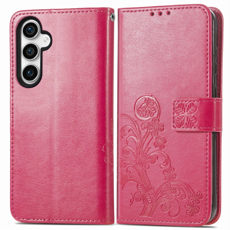 For Samsung Galaxy S23 FE 5G Four-leaf Clasp Embossed Buckle Leather Phone Case