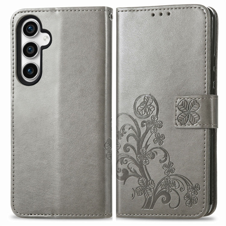 For Samsung Galaxy S23 FE 5G Four-leaf Clasp Embossed Buckle Leather Phone Case