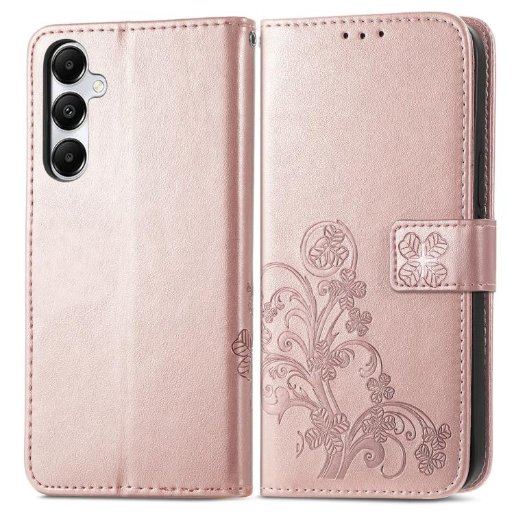 For Samsung GalaxyA27 5G Four-leaf Clasp Embossed Buckle Leather Phone Case