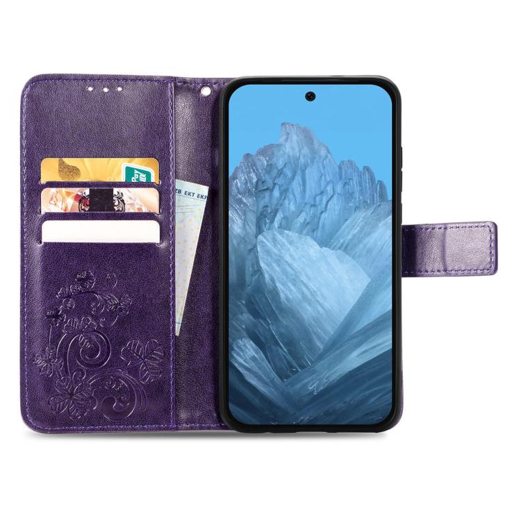For Samsung GalaxyA27 5G Four-leaf Clasp Embossed Buckle Leather Phone Case