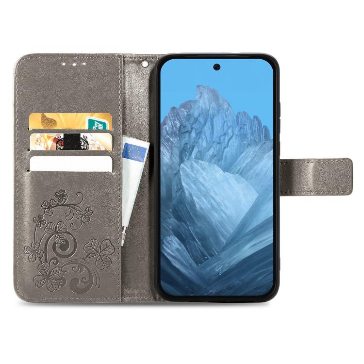 For Samsung GalaxyA27 5G Four-leaf Clasp Embossed Buckle Leather Phone Case
