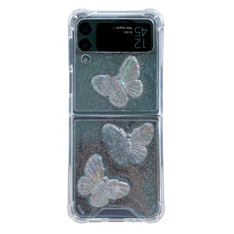 For Samsung Galaxy Z Flip3  Transparent Crystal Butterfly TPU Phone Case(Transparent)