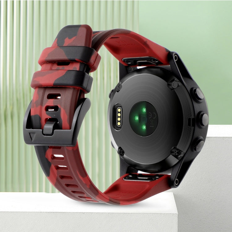 For Garmin Fenix E 47mm Camouflage 22mm Silicone Watch Band