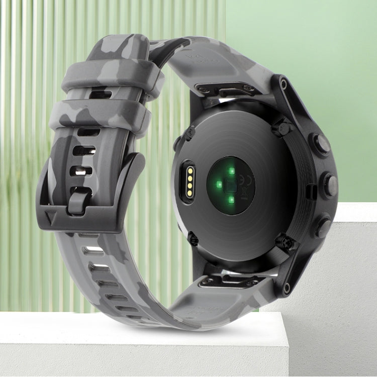 For Garmin Fenix E 47mm Camouflage 22mm Silicone Watch Band