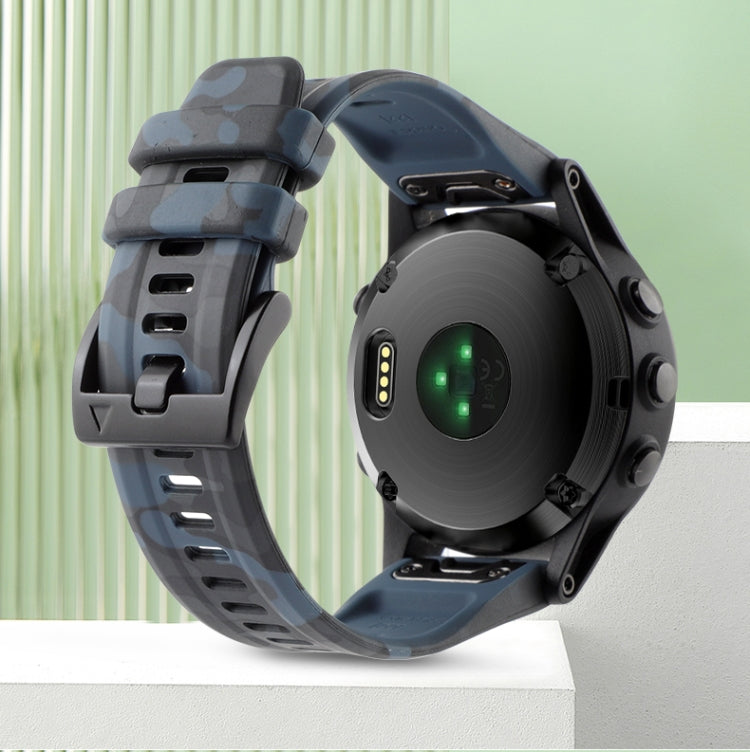 For Garmin Fenix E 47mm Camouflage 22mm Silicone Watch Band
