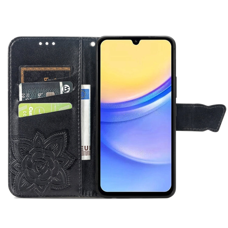 For Samsung Galaxy A15 Butterfly Love Flower Embossed Leather Phone Case