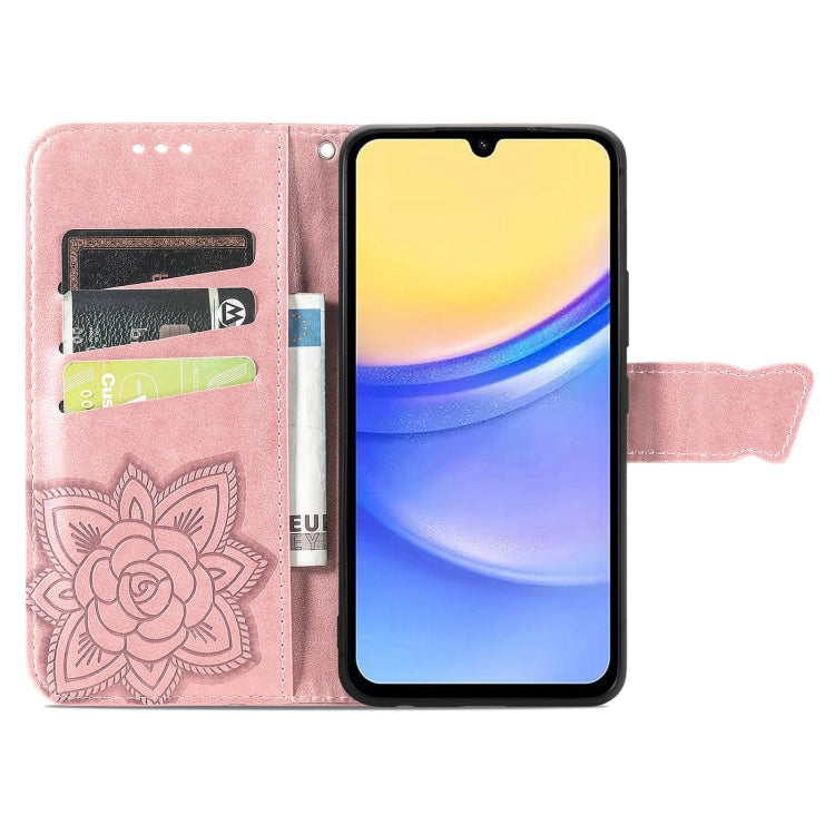 For Samsung Galaxy A15 Butterfly Love Flower Embossed Leather Phone Case