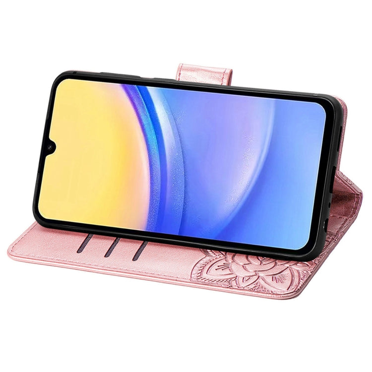 For Samsung Galaxy A15 Butterfly Love Flower Embossed Leather Phone Case