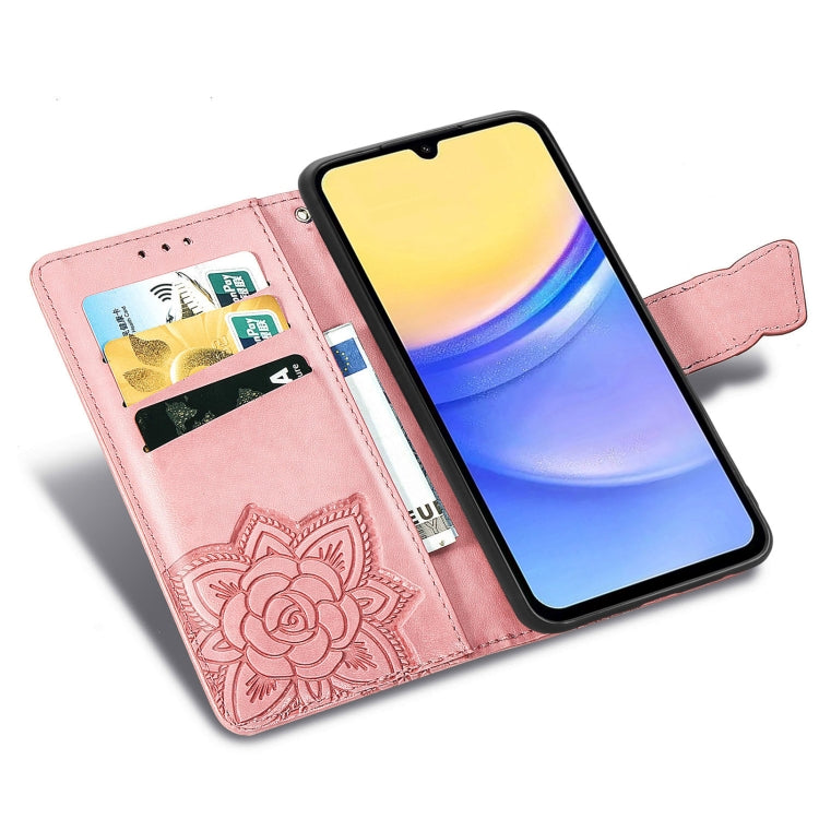 For Samsung Galaxy A15 Butterfly Love Flower Embossed Leather Phone Case