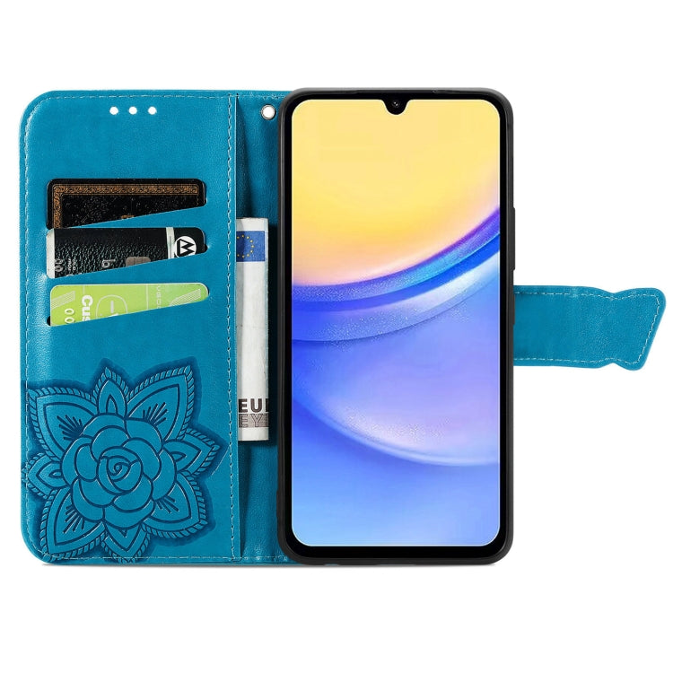 For Samsung Galaxy A15 Butterfly Love Flower Embossed Leather Phone Case