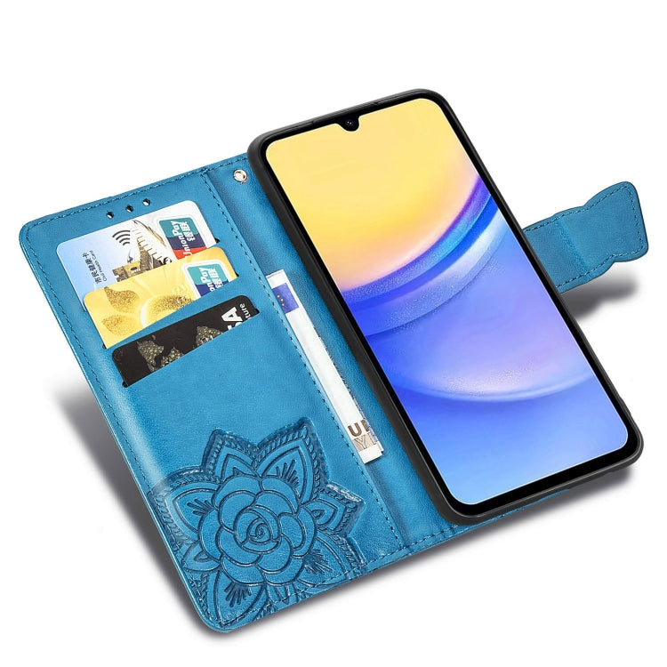For Samsung Galaxy A15 Butterfly Love Flower Embossed Leather Phone Case