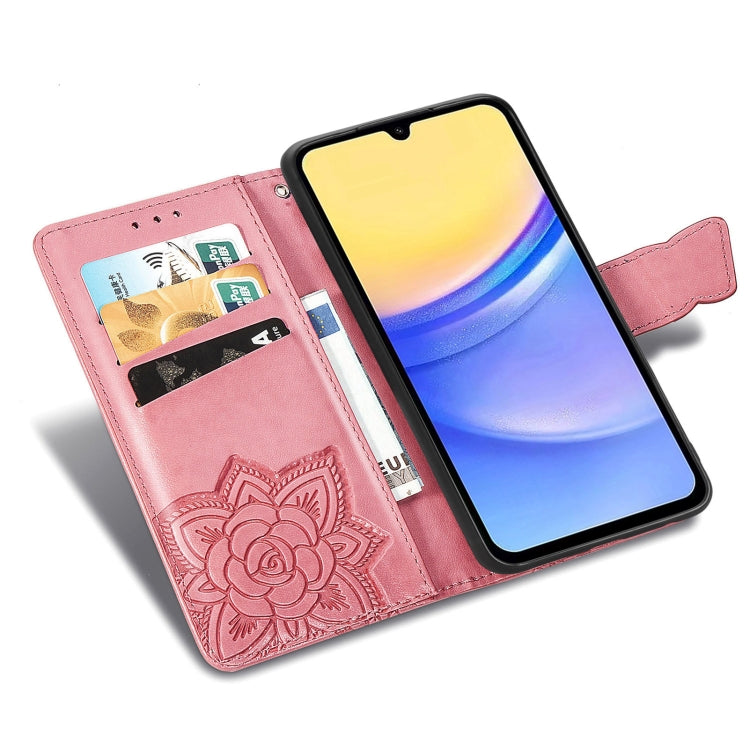 For Samsung Galaxy A15 Butterfly Love Flower Embossed Leather Phone Case