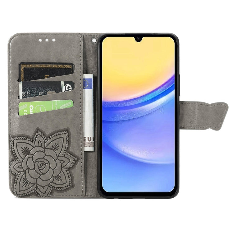 For Samsung Galaxy A15 Butterfly Love Flower Embossed Leather Phone Case