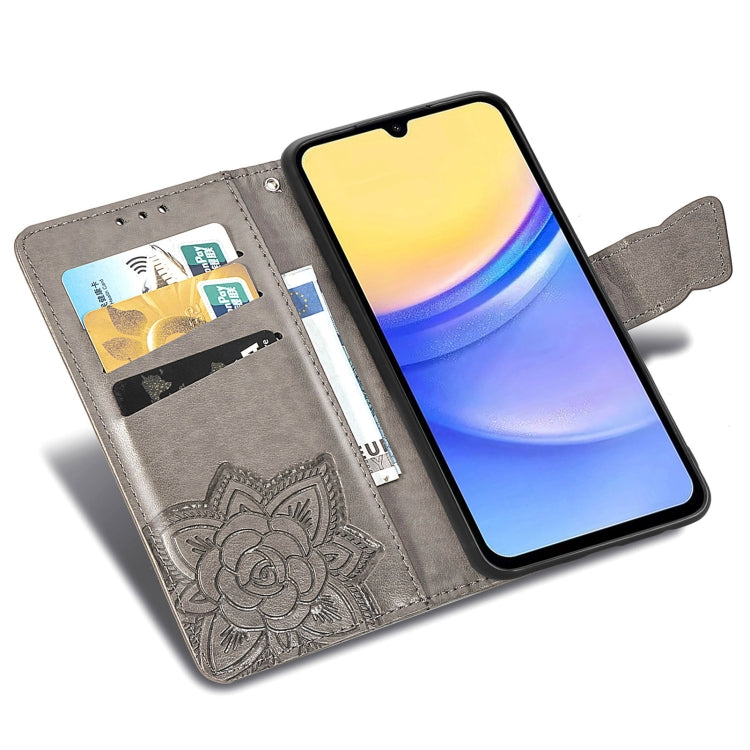 For Samsung Galaxy A15 Butterfly Love Flower Embossed Leather Phone Case