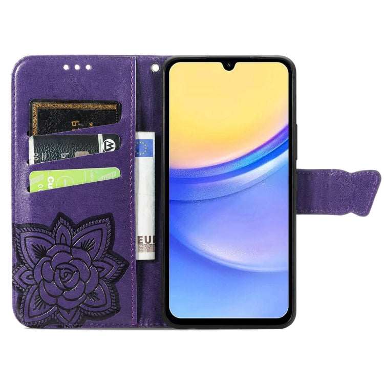 For Samsung Galaxy A15 Butterfly Love Flower Embossed Leather Phone Case