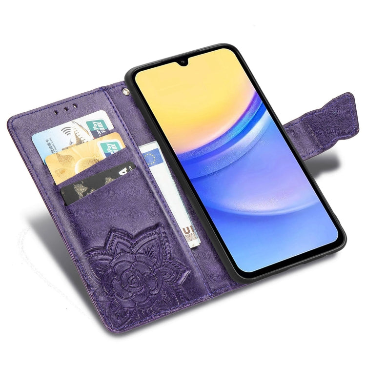 For Samsung Galaxy A15 Butterfly Love Flower Embossed Leather Phone Case