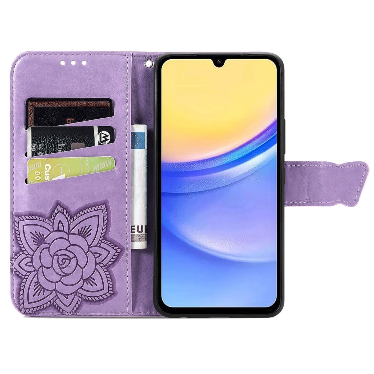 For Samsung Galaxy A15 Butterfly Love Flower Embossed Leather Phone Case