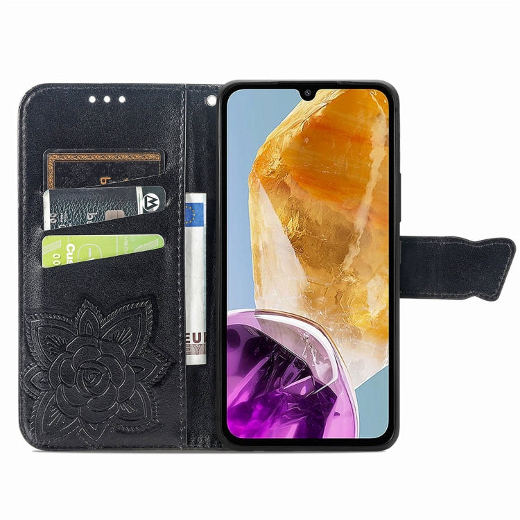 For Samsung Galaxy M15 Butterfly Love Flower Embossed Leather Phone Case