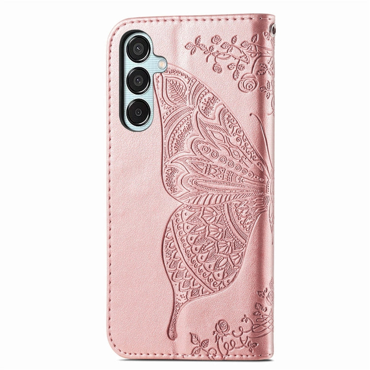 For Samsung Galaxy M15 Butterfly Love Flower Embossed Leather Phone Case
