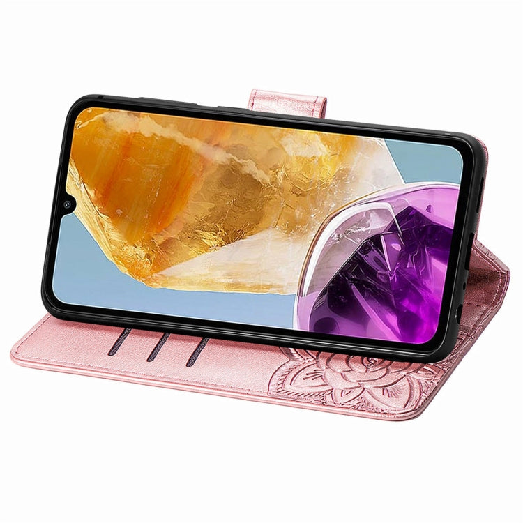 For Samsung Galaxy M15 Butterfly Love Flower Embossed Leather Phone Case