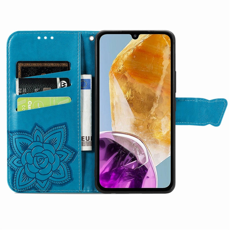 For Samsung Galaxy M15 Butterfly Love Flower Embossed Leather Phone Case