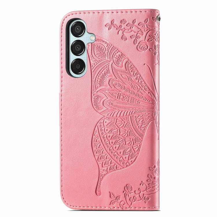 For Samsung Galaxy M15 Butterfly Love Flower Embossed Leather Phone Case