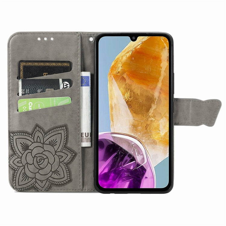 For Samsung Galaxy M15 Butterfly Love Flower Embossed Leather Phone Case