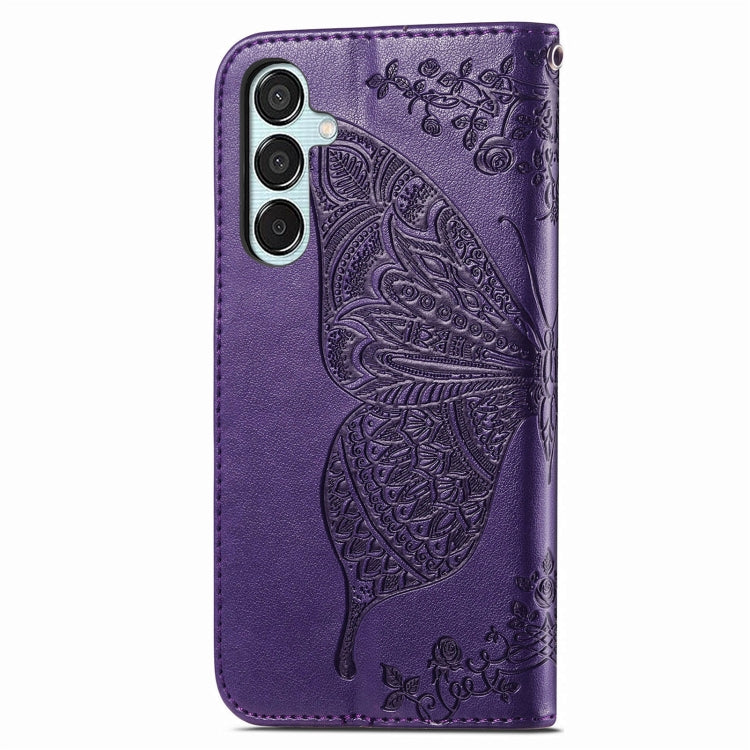 For Samsung Galaxy M15 Butterfly Love Flower Embossed Leather Phone Case
