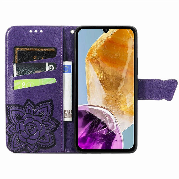 For Samsung Galaxy M15 Butterfly Love Flower Embossed Leather Phone Case