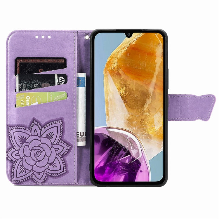 For Samsung Galaxy M15 Butterfly Love Flower Embossed Leather Phone Case