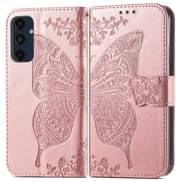 For Samsung Galaxy A16 Butterfly Love Flower Embossed Leather Phone Case