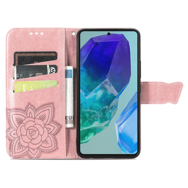 For Samsung Galaxy A16 Butterfly Love Flower Embossed Leather Phone Case