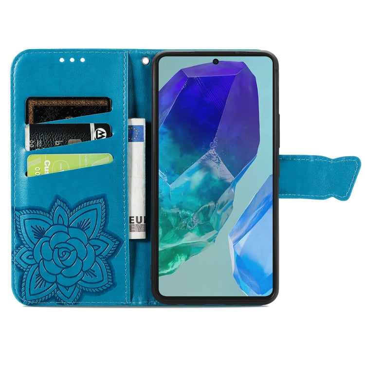 For Samsung Galaxy A16 Butterfly Love Flower Embossed Leather Phone Case