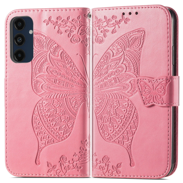 For Samsung Galaxy A16 Butterfly Love Flower Embossed Leather Phone Case