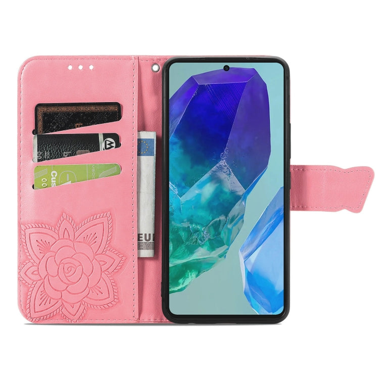 For Samsung Galaxy A16 Butterfly Love Flower Embossed Leather Phone Case