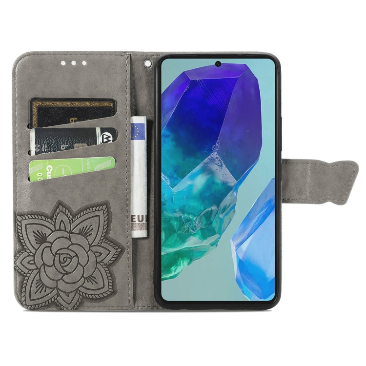 For Samsung Galaxy A16 Butterfly Love Flower Embossed Leather Phone Case