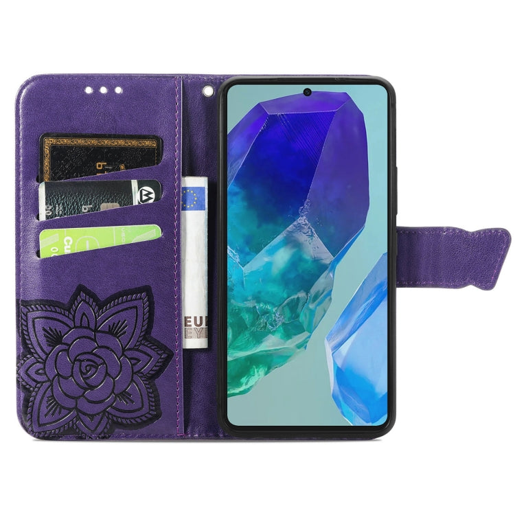 For Samsung Galaxy A16 Butterfly Love Flower Embossed Leather Phone Case