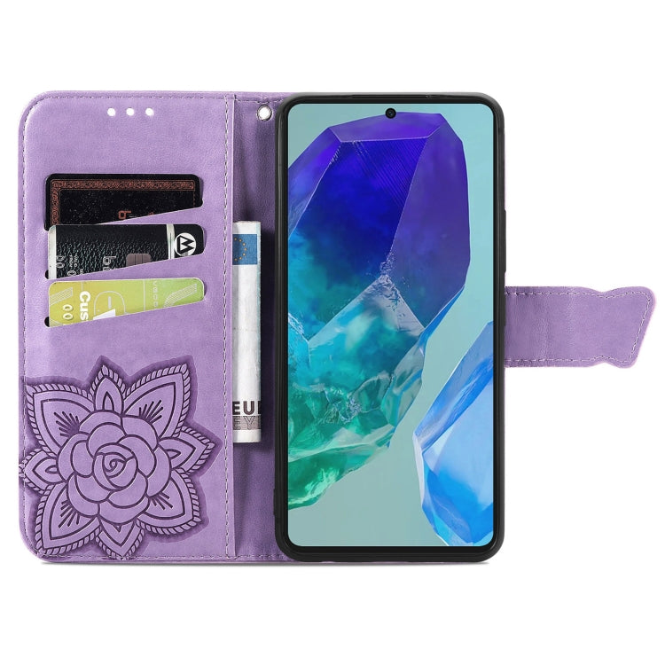 For Samsung Galaxy A16 Butterfly Love Flower Embossed Leather Phone Case