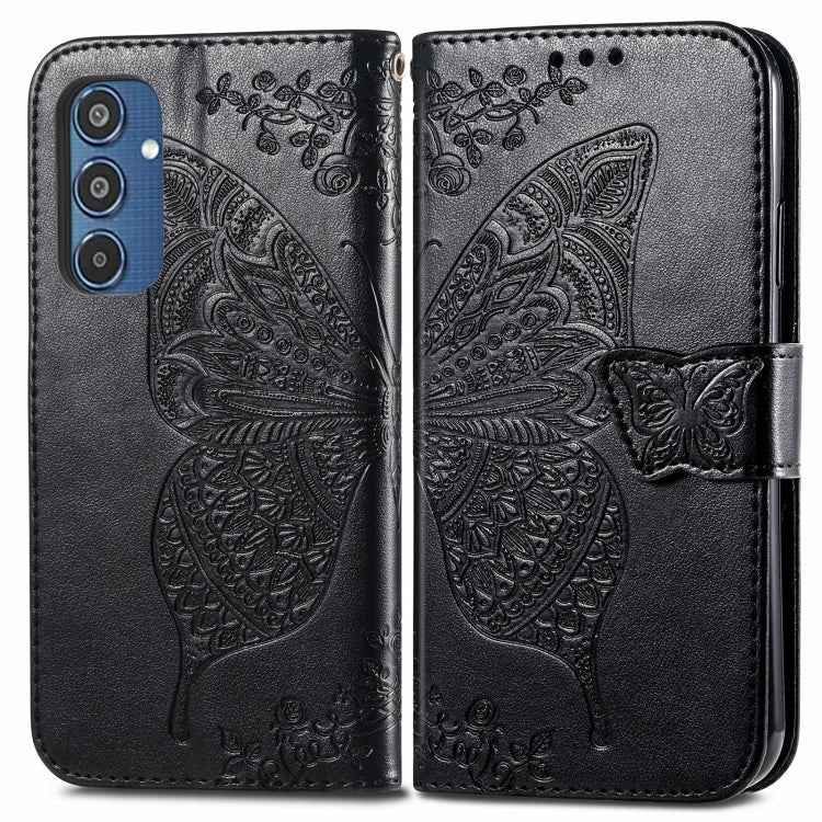 For Samsung Galaxy M35 Butterfly Love Flower Embossed Leather Phone Case