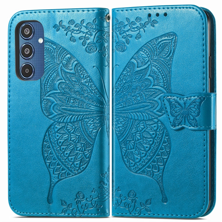 For Samsung Galaxy M35 Butterfly Love Flower Embossed Leather Phone Case