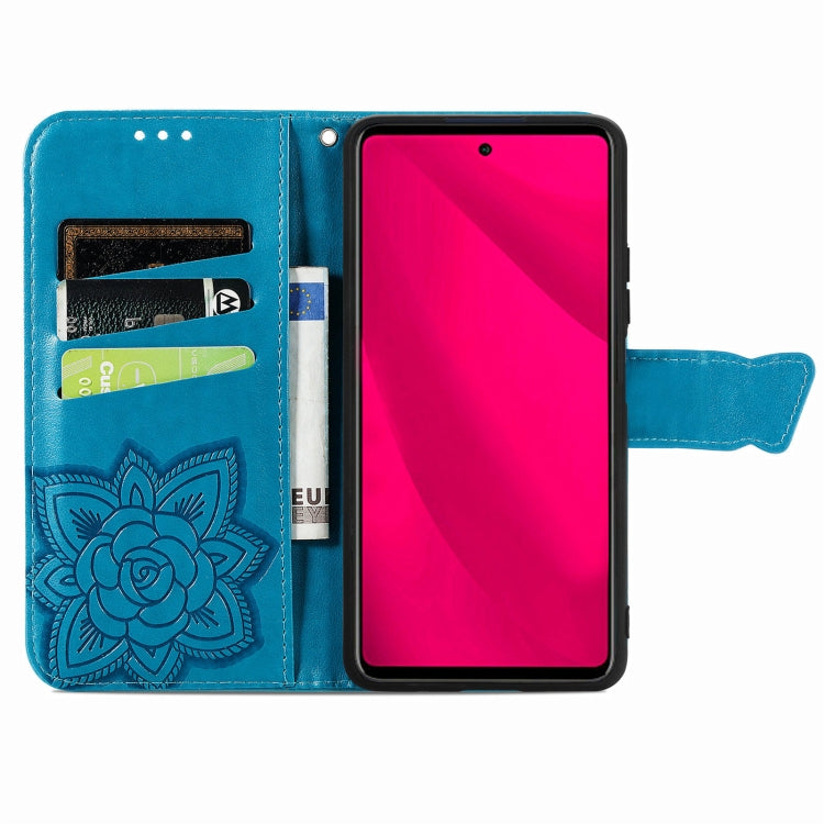 For Samsung Galaxy M35 Butterfly Love Flower Embossed Leather Phone Case