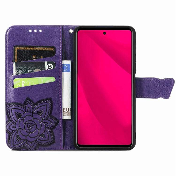 For Samsung Galaxy M35 Butterfly Love Flower Embossed Leather Phone Case