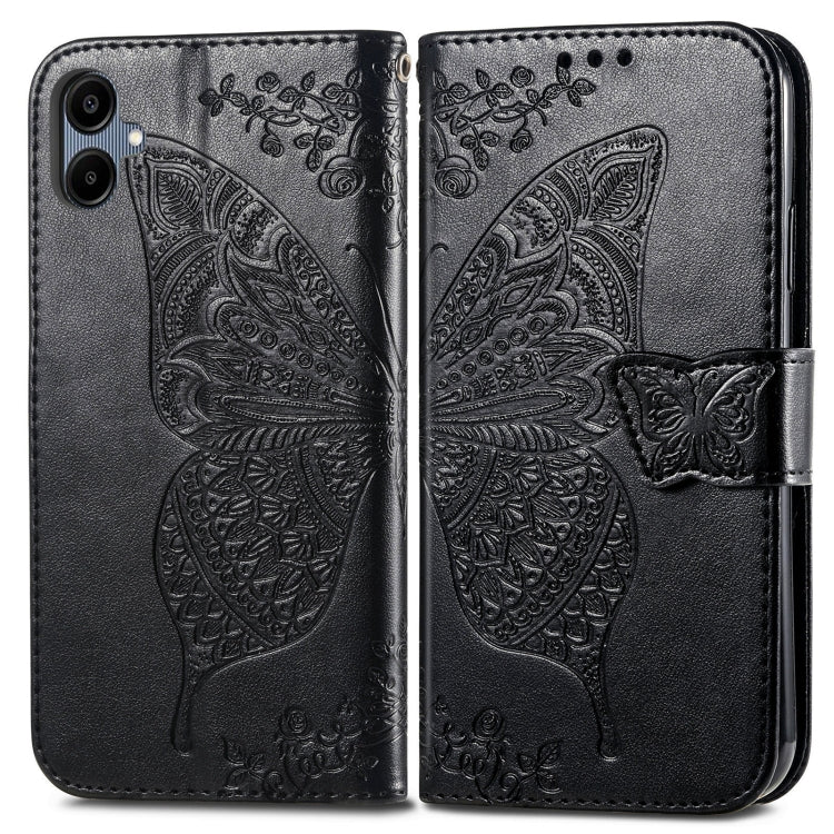 For Samsung Galaxy A06 Butterfly Love Flower Embossed Leather Phone Case