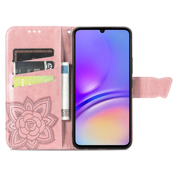 For Samsung Galaxy A06 Butterfly Love Flower Embossed Leather Phone Case