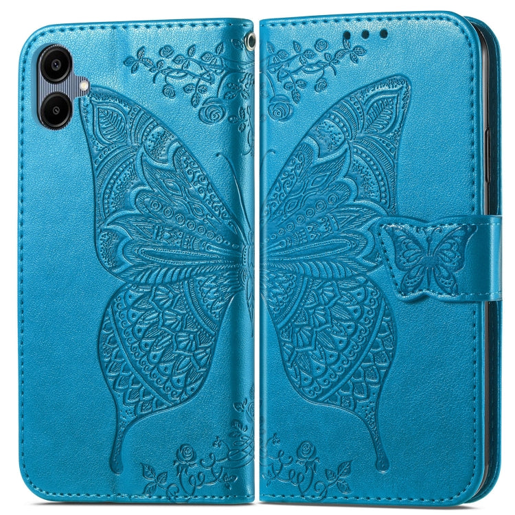 For Samsung Galaxy A06 Butterfly Love Flower Embossed Leather Phone Case